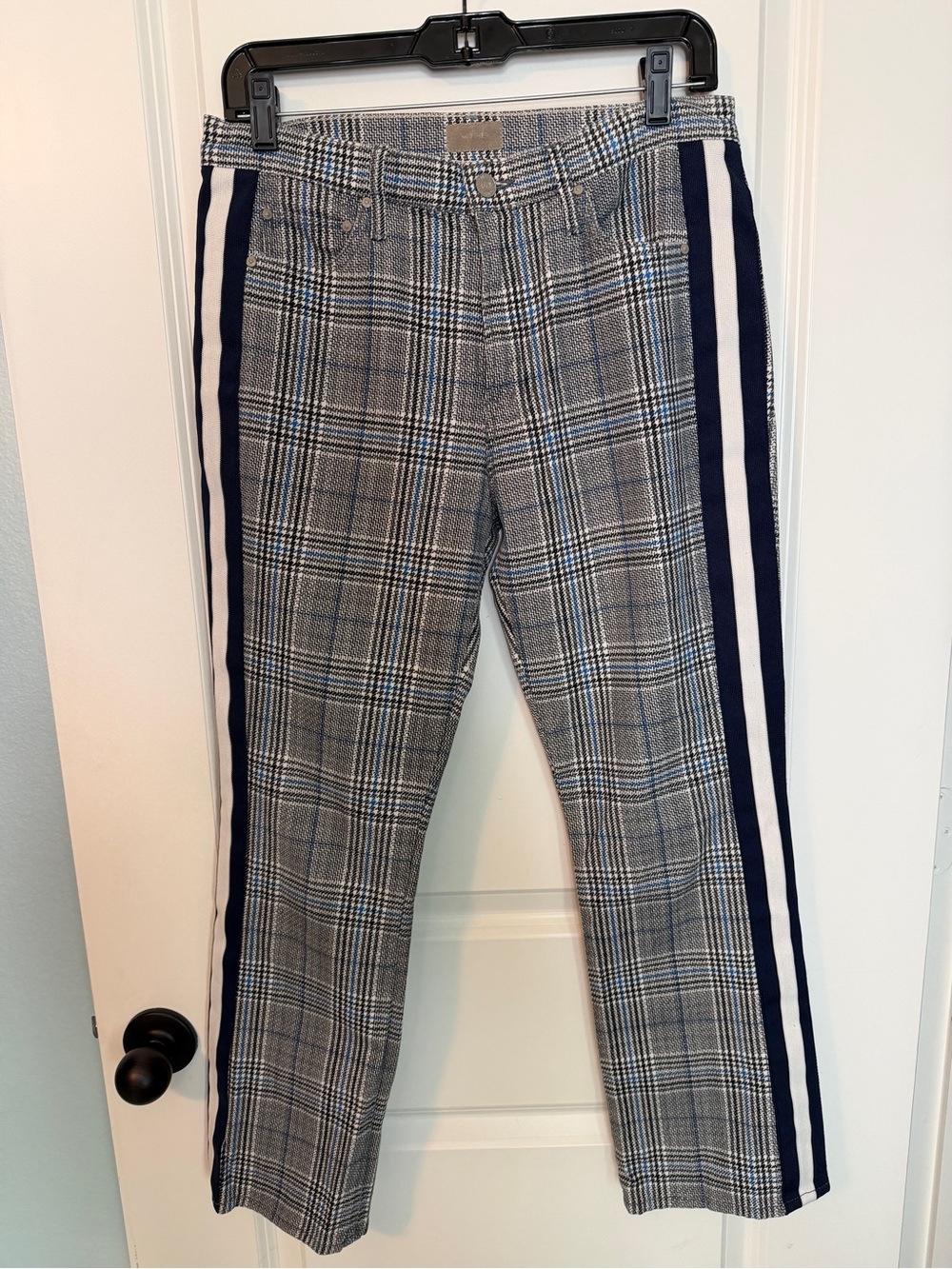 Frame Plaid Jean with Side Stripe